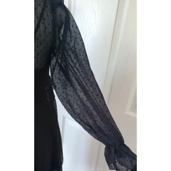 Forever 21 Black Long Sheer Blouse W/Tank Puff Sheer long Sleeve Tunic NWT Sz S - Picture 5 of 9